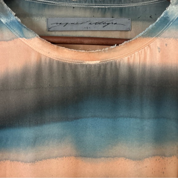 Raquel Allegra Silk Water Color Striped Print Mini Dress Women's Sz 0 Artsy - Picture 2 of 11